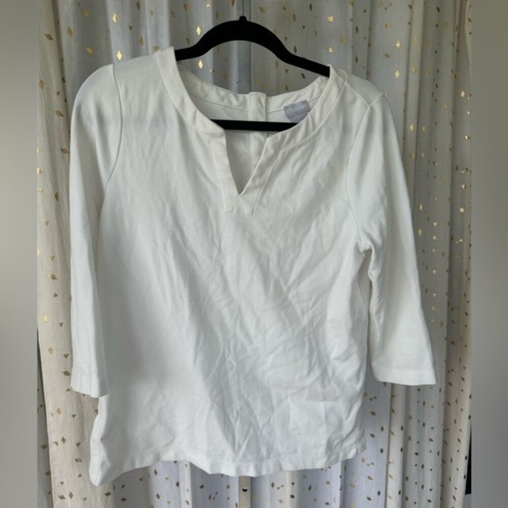 Chico's Women's Pullover Split Neck Half Sleeve E… - image 2